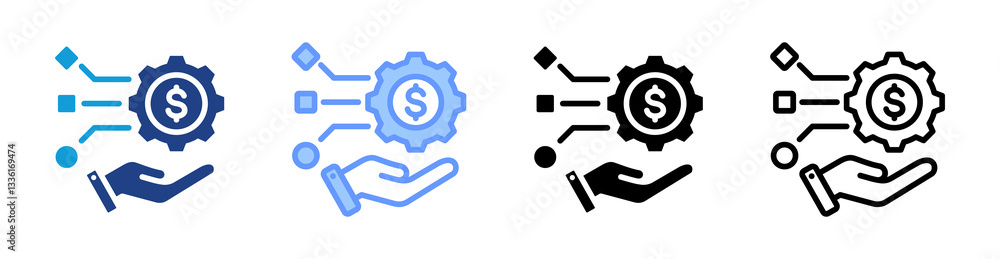 Poster management icon set multiple style collection