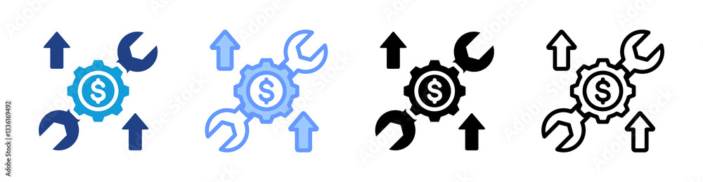 Poster Optimization icon set multiple style collection