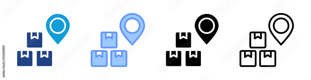 Poster logistics icon set multiple style collection