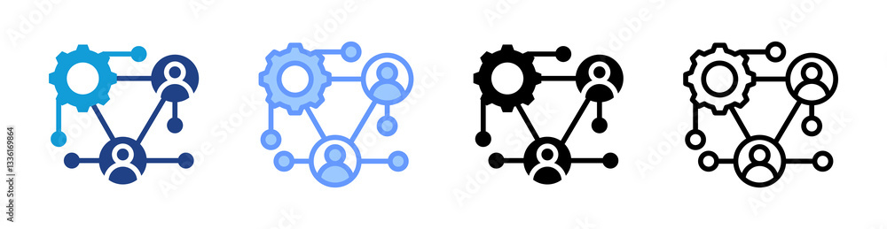 Poster Networking icon set multiple style collection