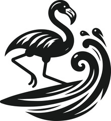 flamingo surfing on the water