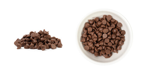 Chocolate Chips Isolated, Scattered Chocolate Sprinkles, Decorative Cocoa Drops, Cookie Decoration...