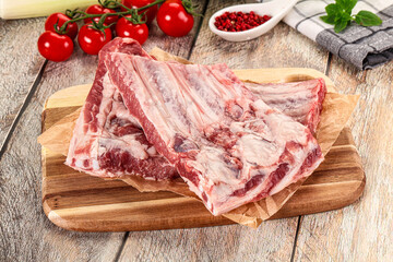 Raw pork ribs for cooking