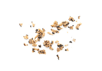 Chopped Truffle Chopped Parts Isolated, Tuber Melanosporum Mushroom Pieces, Black Truffle Cuts