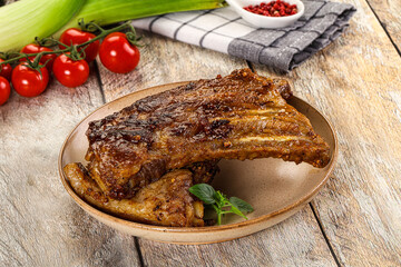 Tasty roasted pork ribs with spices