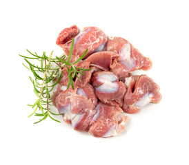 Poultry Offal Isolated, Raw Chicken Stomach, Poultry Giblets, Fresh Turkey Stomach, Chicken Gizzard
