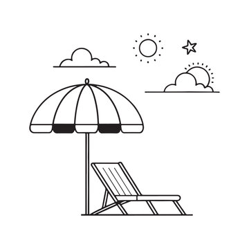 This icon depicts a beach chair under the sun, embodying the essence of summertime, relaxation, and coastal enjoyment.