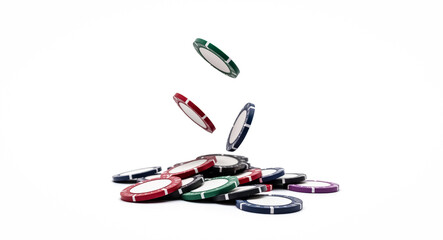 colorful poker chips onto a stack