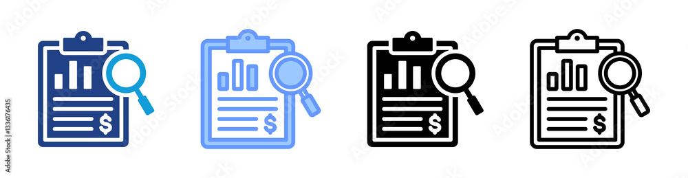 Aufkleber credit analysis icon set multiple style collection