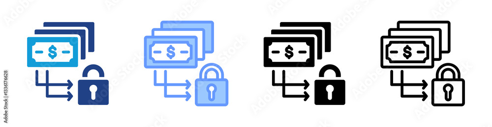 Poster secured loan icon set multiple style collection