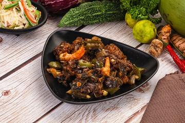 Manchirian breaded prawn with vegetables