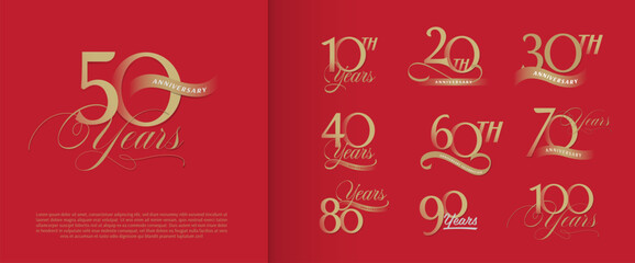 set of anniversary logo for celebration moment, company profile, booklet, leaflet, magazine, brochure, web, invitation or greeting card