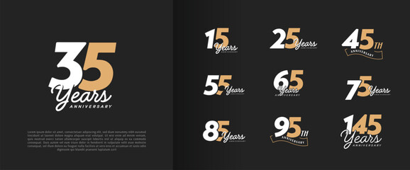 set of anniversary logo for celebration moment, company profile, booklet, leaflet, magazine, brochure, web, invitation or greeting card
