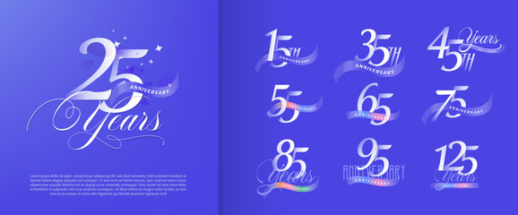 set of anniversary logo for celebration moment, company profile, booklet, leaflet, magazine, brochure, web, invitation or greeting card