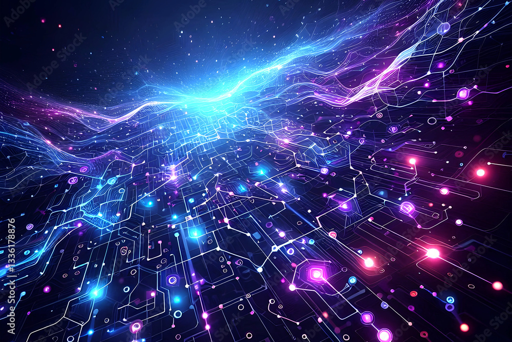 Aufkleber abstract futuristic - technology design digital artificial intelligence. science background. big dat