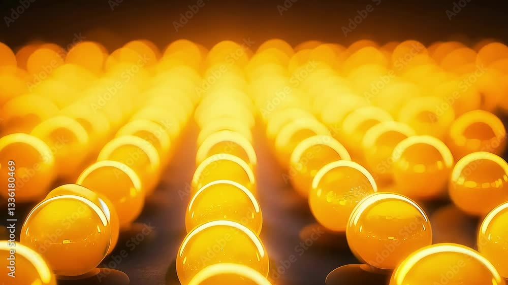 Poster lots of beautiful chaotic and slow translucent spheres on a dark background. suitable for abstract d