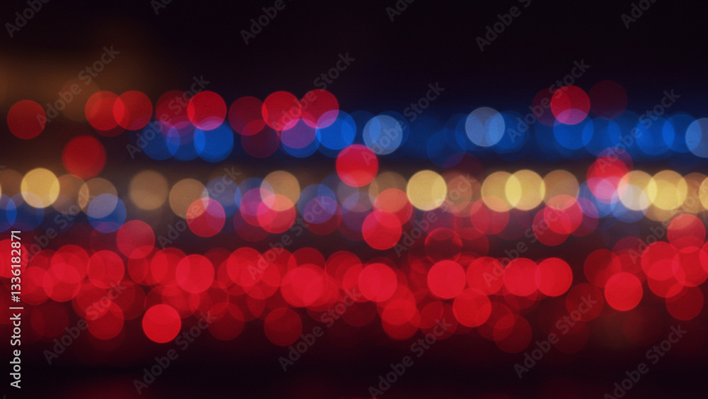Poster colorful bokeh lights create an abstract background with vibrant hues and geometric patterns in a di