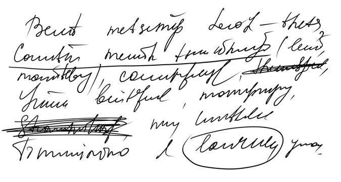 Letter with handwritten text with scribble on transparent background