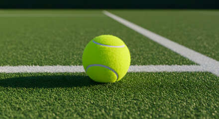 Peaceful Moment on the Tennis Court: A Ball Awaits the First Serve






