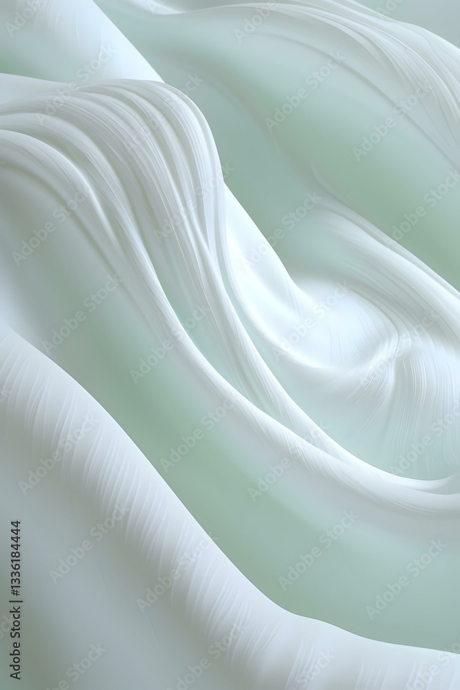 Poster abstract smooth, white, and softly curved forms create a serene and elegant background.