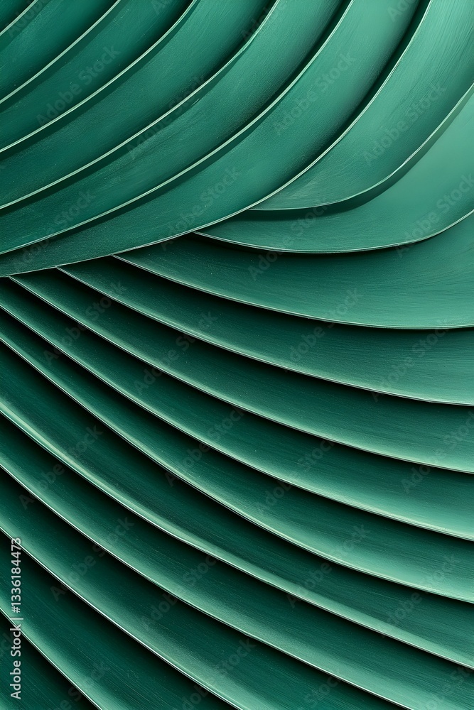 Poster abstract image featuring curved, layered teal surfaces. rich textures and shadows create depth.