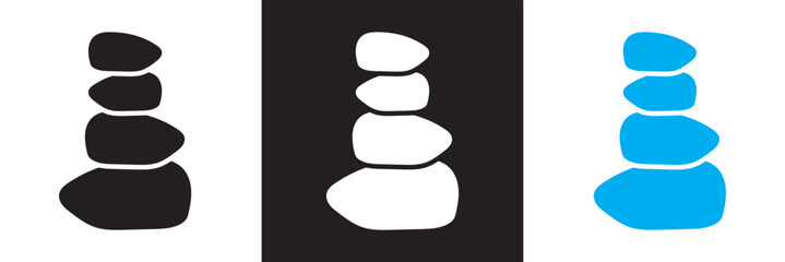 Zen Stone icon. Vector for Wellness, Meditation, and Spa Branding.  Vector illustration. isolated on white and black background. EPS 10