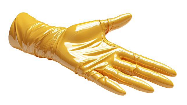 Elegant golden gloves gesture, isolated on transparent background
