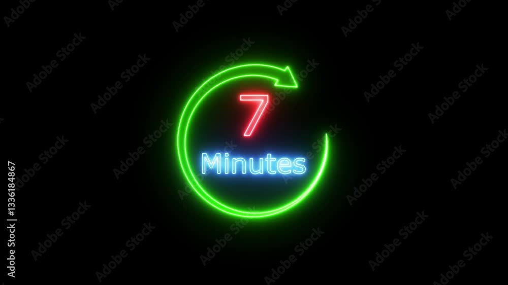 Poster 15 minute countdown timer animation, 0-15 counting down minute neon number