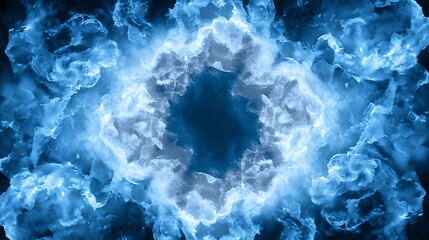 Fototapeta premium Illuminated Abstract Cloud Formation with Shades of Blue and White in Dark Background