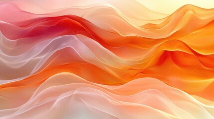 Obraz premium Abstract Wave Patterns in Warm Tones of Red, Orange, and Peach Fluidity Digital Art