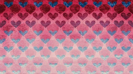 A striking repeating heart shape gradient pattern showcasing vibrant colors ideal for background use in fashion design or marketing materials