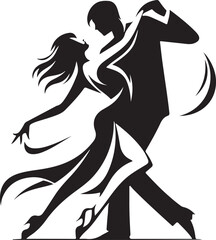 Dancing Couple bold line art silhouette design vector.