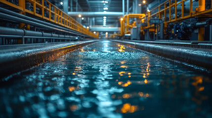 Fototapeta premium Efficient water recycling system in industrial facility with flowing water