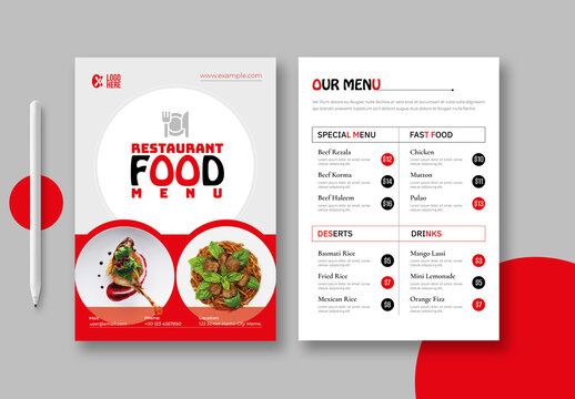 Restaurant Food Menu Layout