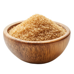 Brown Sugar in a Wooden Bowl on Transparent Background