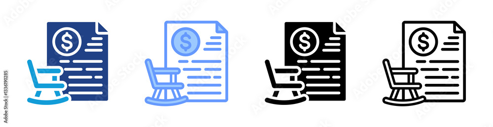 Poster retirement icon set multiple style collection
