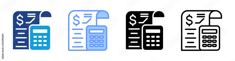 Poster Budget icon set multiple style collection