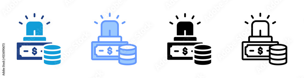 Poster emergency fund icon set multiple style collection