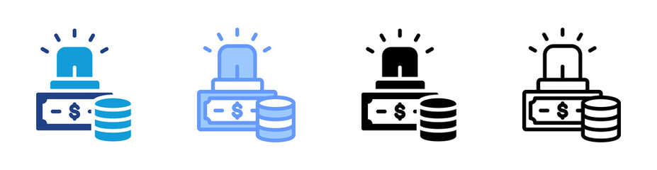 Emergency Fund icon set multiple style collection