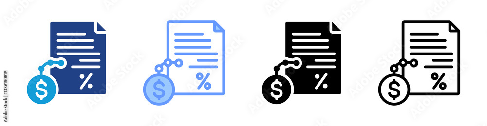 Poster Debt icon set multiple style collection