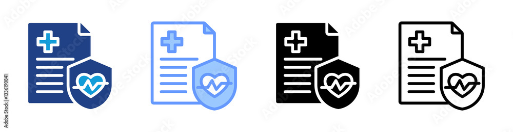 Poster insurance icon set multiple style collection