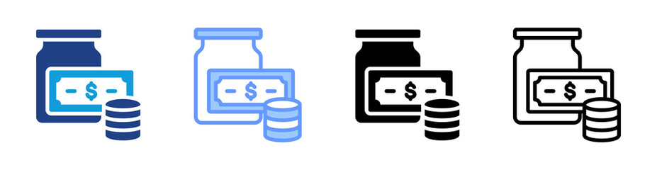 Cash Reserve icon set multiple style collection