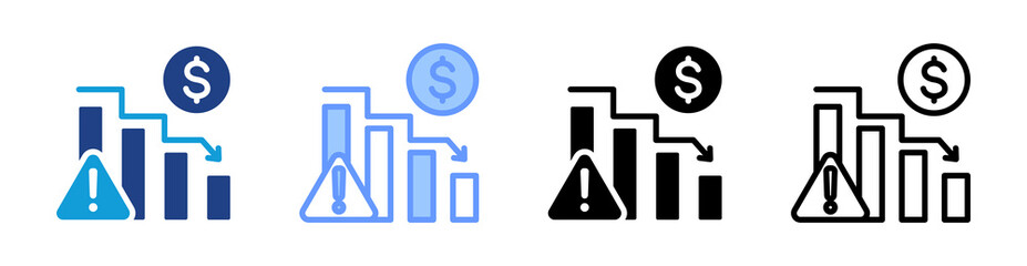 Market Risk icon set multiple style collection