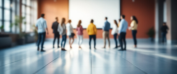 diverse group of people meeting in a modern office hall