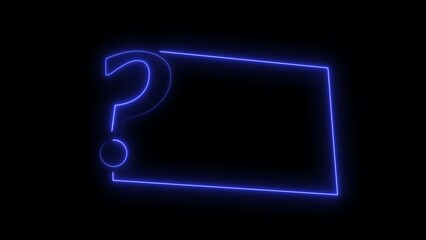 .problem sign and rectangle icon Question mark icon animation of dialog bubble with a question mark, on a transparent background Neon Question mark icon animation Bright Neon question mark icon
