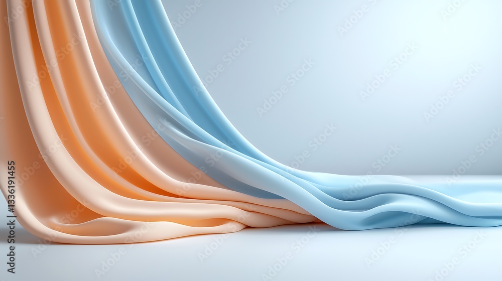 Poster abstract textures of draped fabric soft colors studio setting serene background