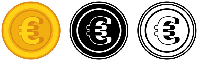 Set vector euro coins icon. European currency symbol template design illustration