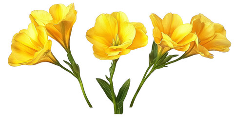 Obraz premium [Transparent Background PNG]Four Yellow Flowers in a Floral Illustration