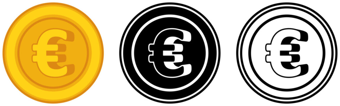 Set vector euro coins icon. European currency symbol template design illustration