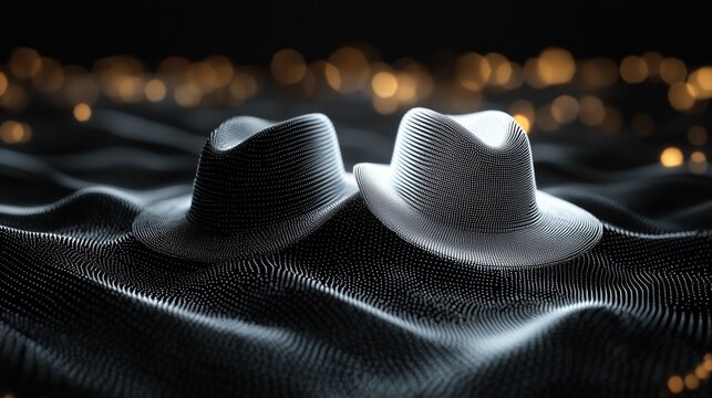 white and black hats against a cyber background. symbolizing  white (ethical) and black hat hackers